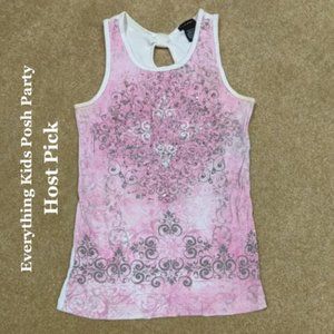 FANG Pink Silver Sequin Tank Top w Keyhole back